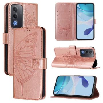 OPPO A5/A3 Pro 5G Embossed Butterfly Leather Case - Rose Gold - 1