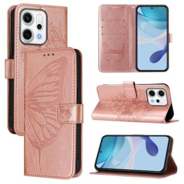 OPPO Reno14 5G Rose Gold Butterfly Leather Phone Case - Global Version - 1