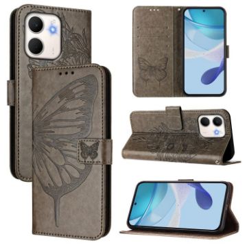 OPPO A5x 4G/5G Global Grey Embossed Butterfly Leather Phone Case - 1