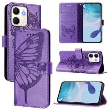 OPPO A5x 4G/5G Global Butterfly Embossed Leather Case Light Purple - 1