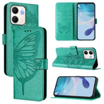 OPPO A5x 4G/5G Global Green Embossed Butterfly Leather Phone Case - 1