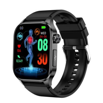 ET580 Sports Smart Watch, 2.04" AMOLED, Bluetooth Call, ECG, Black Band - 1