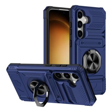 Samsung Galaxy S24+ 5G Shockproof Card Case with Ring Holder - Blue - 1
