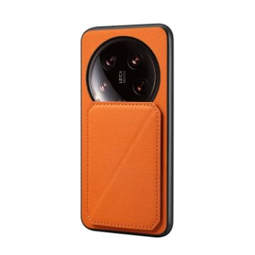 Xiaomi 14 Ultra D04 Calf Texture Dual Card Slot Phone Case Orange - 1