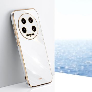 XINLI 6D Electroplate TPU Phone Case for Xiaomi 14 Ultra 5G - White - 1