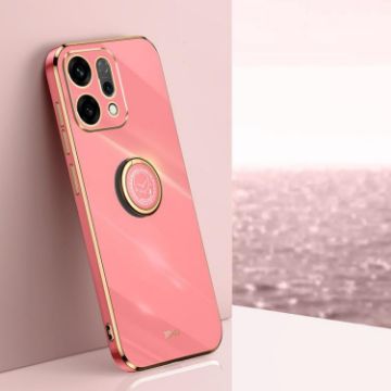 OPPO Reno14 5G XINLI 6D Electroplate TPU Case with Ring Holder Red - 1