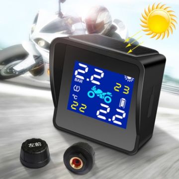 Universal Motorcycle Wireless Solar TPMS Tire Pressure Alarm System - 1
