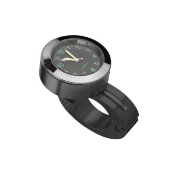 Motorcycle Handlebar Clock Quartz Watch with Lock 22-25mm (Black) - 1