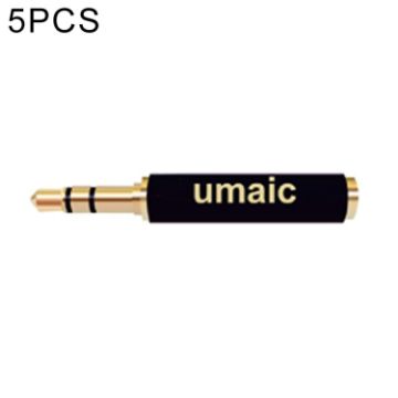 5 PCS 3.5mm Audio Adapter 4 Pole Female to 3 Pole Male Mic (Black) - 1