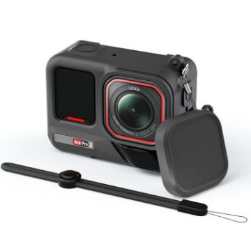 Insta360 Ace Pro 2 Silicone Case with Wrist Strap & Lens Cover - Black - 1