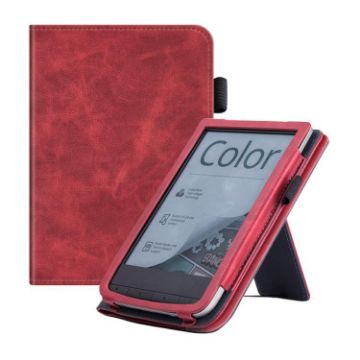 Pocketbook PB616 Calfskin Leather Smart Tablet Case - Red - 1