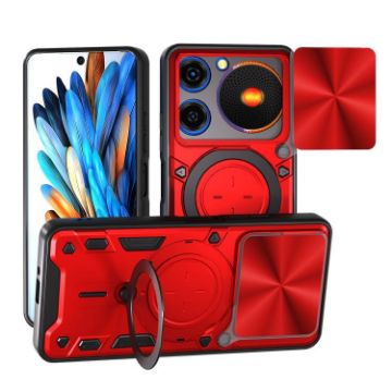 ZTE nubia Music CD Texture Sliding Camshield Magnetic Holder Case Red - 1