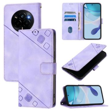 Realme Narzo 80/14 Pro 5G India Embossed Leather Case - Light Purple - 1