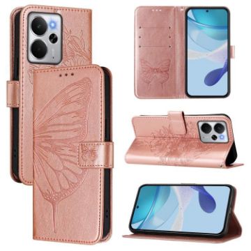 Realme 14/P3 5G Embossed Butterfly Leather Case - Rose Gold - 1