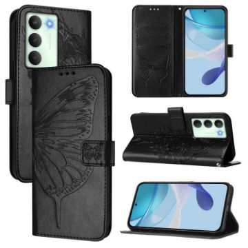 Realme V70/14x Global/C75 5G Black Embossed Butterfly Leather Case - 1