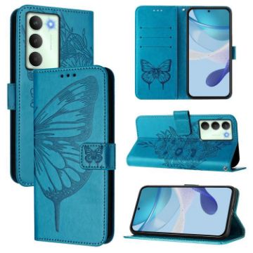 Realme V70/14x/C75 5G Blue Embossed Butterfly Leather Phone Case - 1