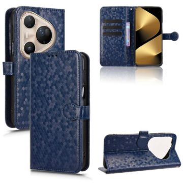 Huawei Pura 80 Pro 5G Leather Phone Case - Honeycomb Dot Texture Blue - 1