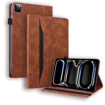 iPad Pro 13 2024 Brown Shockproof Leather Tablet Case - 1