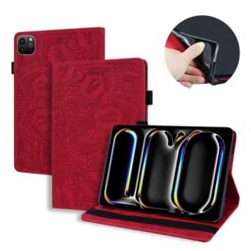 iPad Pro 13 2024 Red Calf Texture Embossed Leather Tablet Case - 1