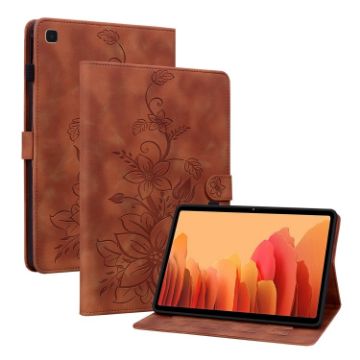 Samsung Galaxy Tab A7 10.4 Brown Lily Embossed Leather Tablet Case - 1