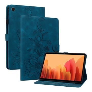 Samsung Galaxy Tab A7 10.4 Case, Lily Embossed Leather, Dark Blue - 1