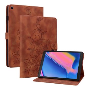 Samsung Galaxy Tab A 8.0 2019 Brown Lily Embossed Leather Case - 1