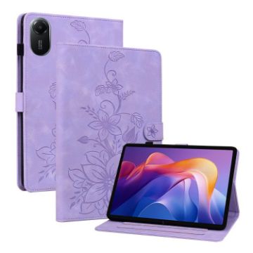 Redmi Pad 2/SE 11 2025 Purple Lily Embossed Leather Tablet Case - 1