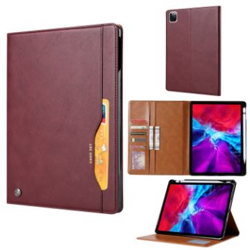 iPad Pro 13 2024 Wine Red Leather Flip Case with Knead Skin Texture - 1