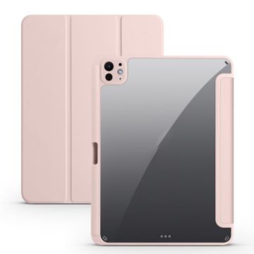 iPad Pro 13 2024 Pink Acrylic 3-Fold Smart Leather Tablet Case - 1