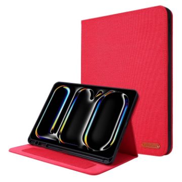 iPad Pro 13 2024 Red Fabric Leather Tablet Case - 1