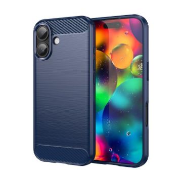 iPhone 17 Blue Carbon Fiber TPU Case - Brushed Texture Cover - 1