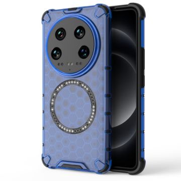 Xiaomi 14 Ultra Blue Shockproof Case with Honeycomb Magnetic Ring - 1