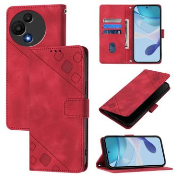 TCL 60 SE NxtPaper/605 Red Embossed Leather Phone Case Skin Feel - 1