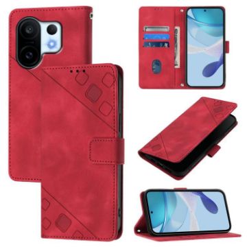 Vivo S30 Pro Mini Red Embossed Leather Phone Case - Skin Feel - 1