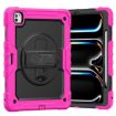 iPad Pro 13 2024 Silicone Hybrid Case with Strap - Black/Rose Red - 1