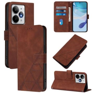 Realme Neo7 Turbo 5G Brown 3D Embossed Flip Leather Phone Case - 1