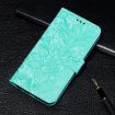 Xiaomi 14T Green Lace Flower Embossing Flip Leather Phone Case - 6