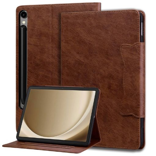 Samsung Galaxy Tab S9+/S8+/S7+ Cat Buckle Leather Case (Brown) - 1