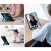 iPad Pro 13 2024 Black Blue Silicone Acrylic Case with Holder - 3