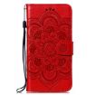 Xiaomi 14 Ultra Red Leather Case - Sun Mandala Embossing Pattern - 2
