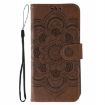 Xiaomi Poco F7 Pro/Redmi K80 Brown Sun Mandala Embossed Leather Case - 2