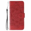 Xiaomi 14T Red Leather Case - Sun Mandala Embossing Pattern - 2