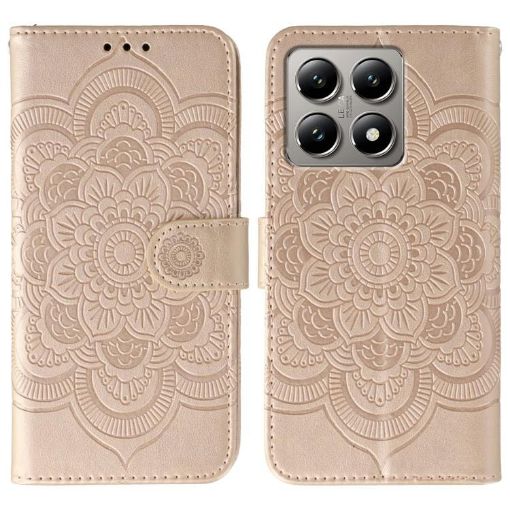 Xiaomi 14T Rose Gold Sun Mandala Embossed Leather Phone Case - 1