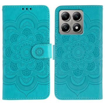 Xiaomi 14T Blue Leather Case - Sun Mandala Embossing Pattern - 1