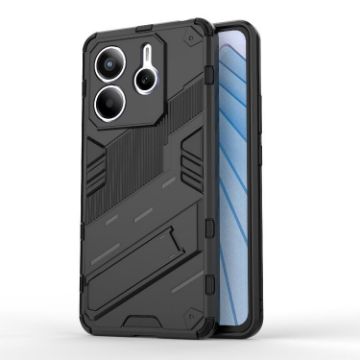 Redmi Note 14 5G Punk Armor PC + TPU Phone Case with Holder - Black - 1