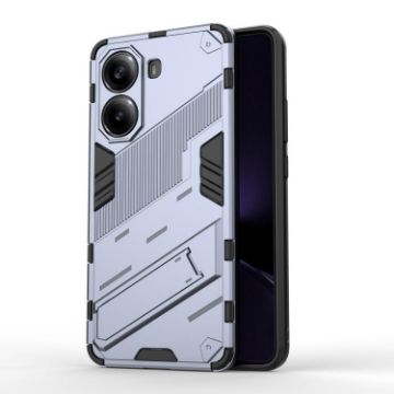 Redmi Note Turbo 4 Punk Armor Phone Case with Holder - Grey, PC + TPU - 1