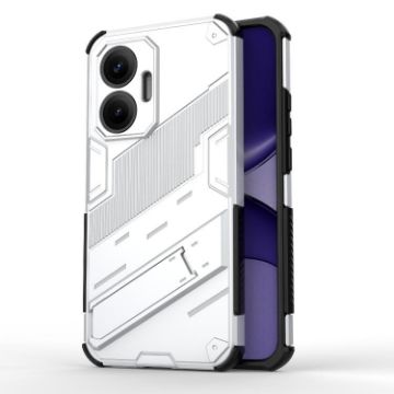 Redmi Turbo 4 Pro Punk Armor Phone Case with Holder - White PC + TPU - 1