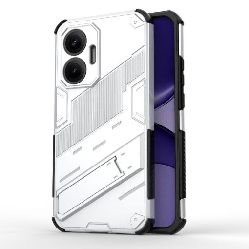 Redmi Turbo 4 Pro Punk Armor Phone Case with Holder - White PC + TPU - 1