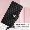 TCL 60 SE NxtPaper/605 Rhombic Flip Leather Case with Lanyard - Black - 6