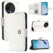 TCL 60 SE NxtPaper/605 White Rhombic Flip Leather Case with Lanyard - 1